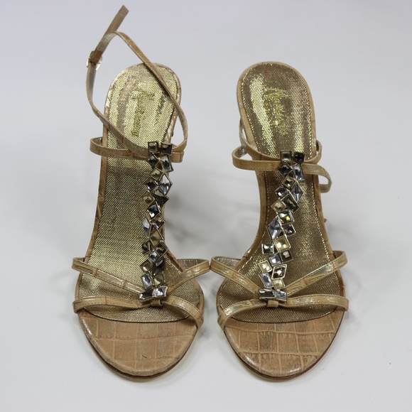 Marciano Gold Embelleshed Open Toe Stilleto Heels Sandals - Sz.9 - Picture 2 of 4